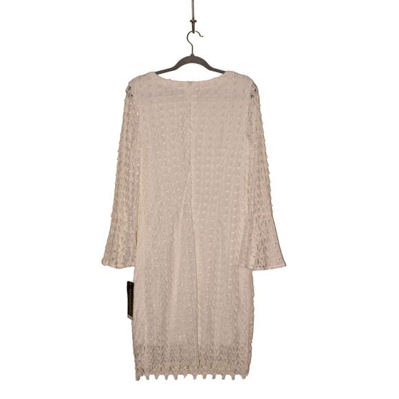 PERCEPTIONS NEW YORK NEW $99‎ Long Flared Sleeve Lace Shift Dress White Size 12 - Picture 2 of 3